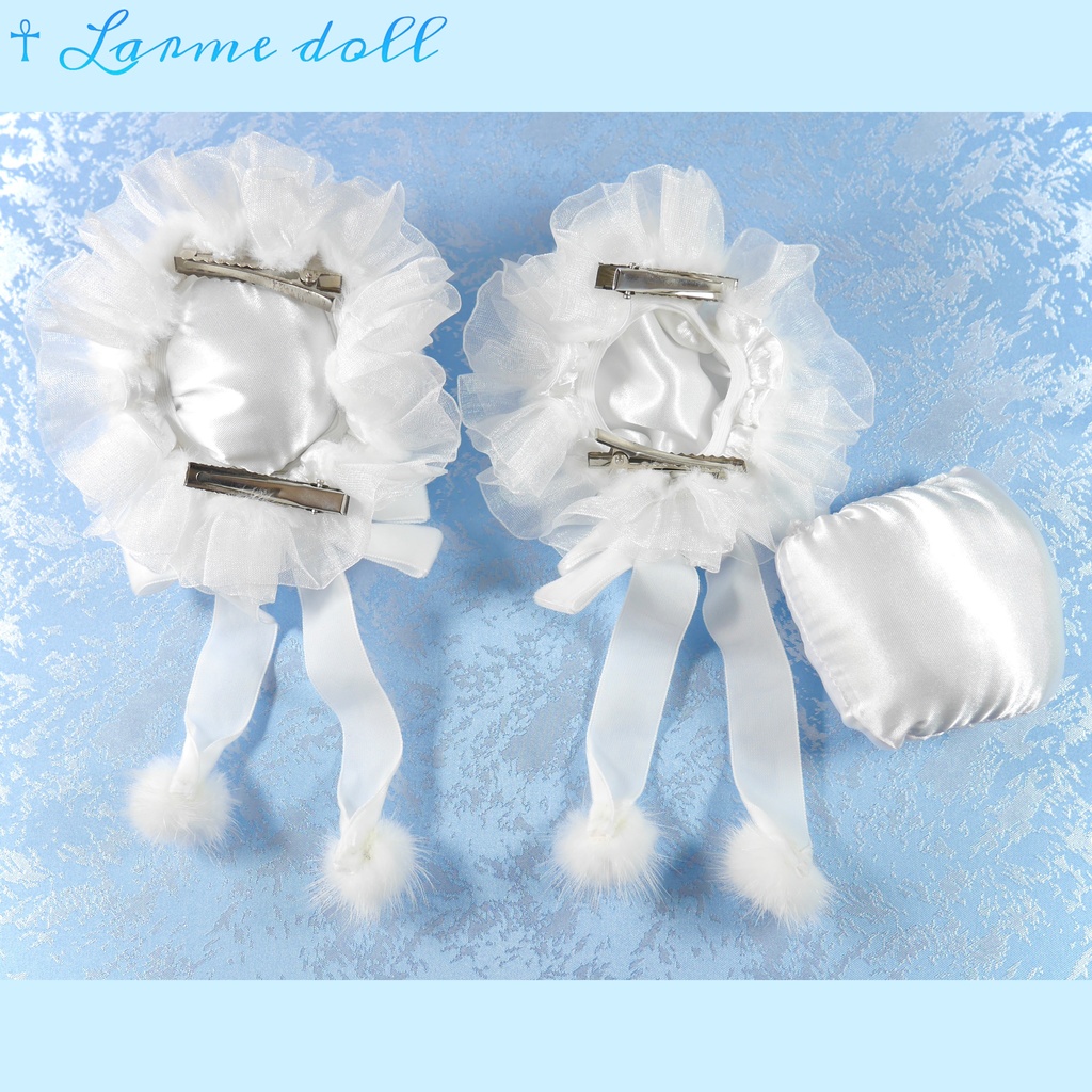 【受注生産】《☥》スノーホワイトお団子カバー(オーガンジーレース白タイプ)