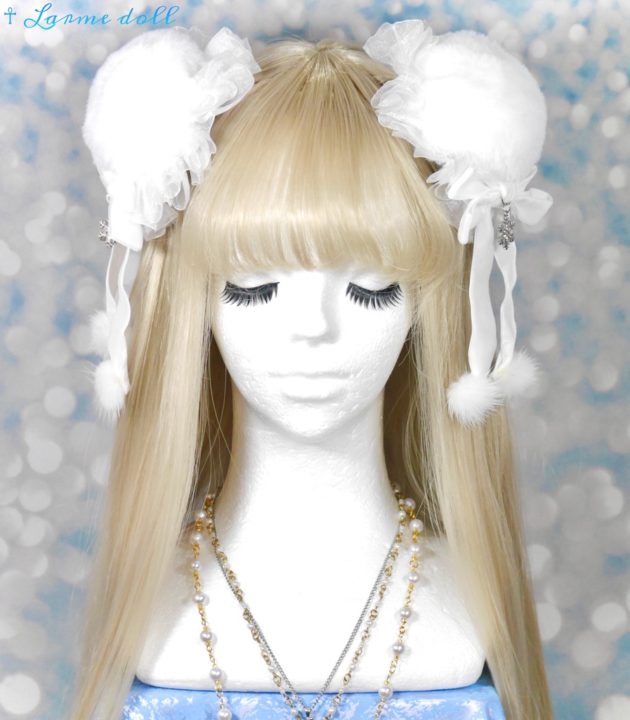 【受注生産】《☥》スノーホワイトお団子カバー(オーガンジーレース白タイプ)