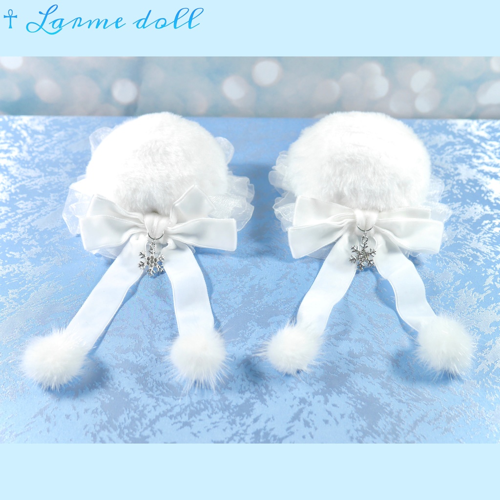 【受注生産】《☥》スノーホワイトお団子カバー(オーガンジーレース白タイプ)