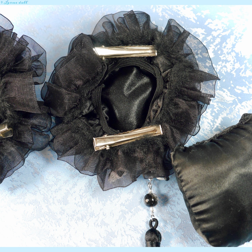 【受注生産】《☥》パンダチャイナお団子カバー(ファー生地タイプ)(レース黒)本体カバーカラー▷黒