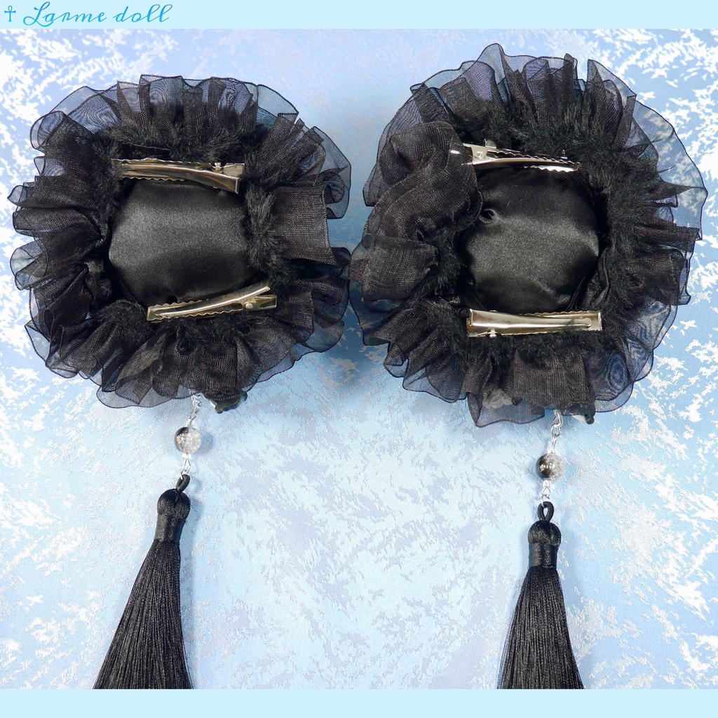 【受注生産】《☥》パンダチャイナお団子カバー(ファー生地タイプ)(レース黒)本体カバーカラー▷黒