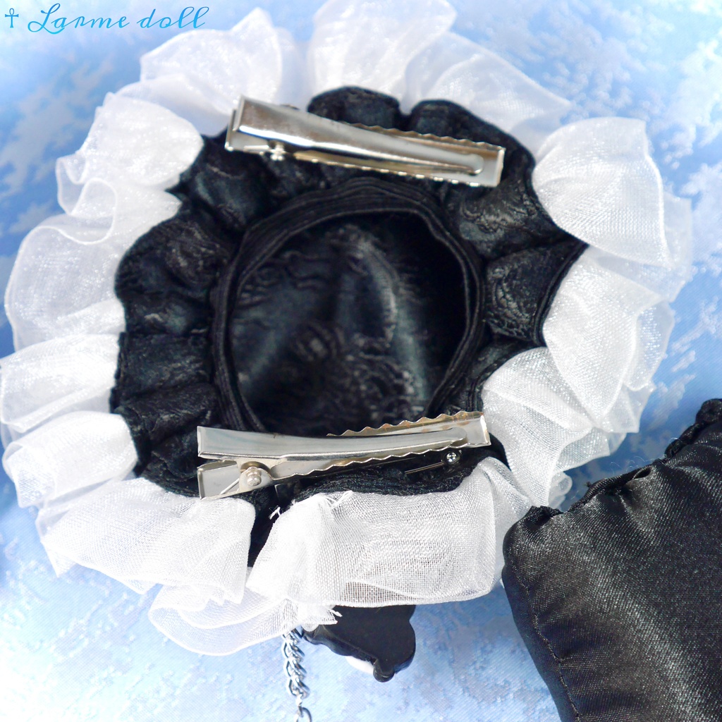 【受注生産】《☥》パンダチャイナお団子カバー(チャイナ生地タイプ)(レース白)本体カバーカラー▷黒