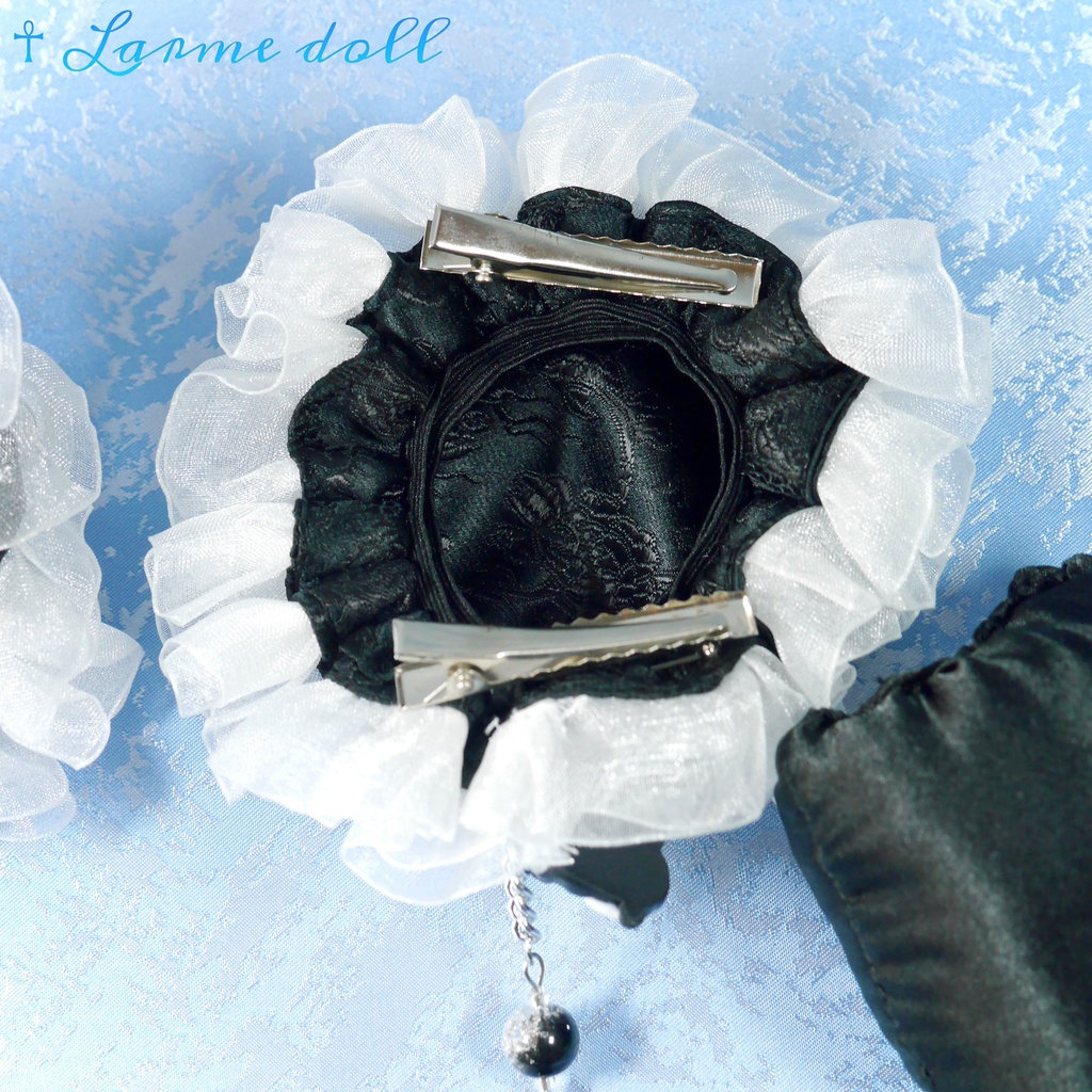 【受注生産】《☥》パンダチャイナお団子カバー(チャイナ生地タイプ)(レース白)本体カバーカラー▷黒