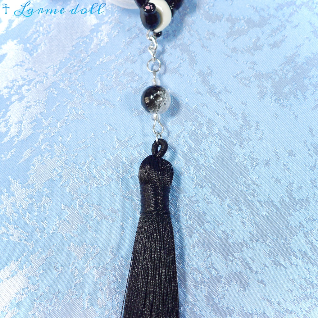 【受注生産】《☥》パンダチャイナお団子カバー(チャイナ生地タイプ)(レース白)本体カバーカラー▷黒