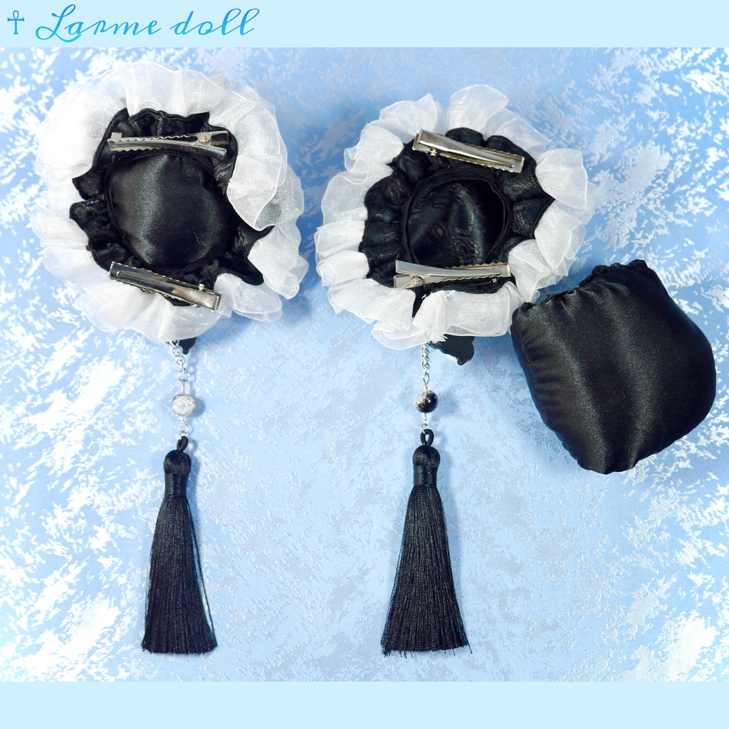 【受注生産】《☥》パンダチャイナお団子カバー(チャイナ生地タイプ)(レース白)本体カバーカラー▷黒