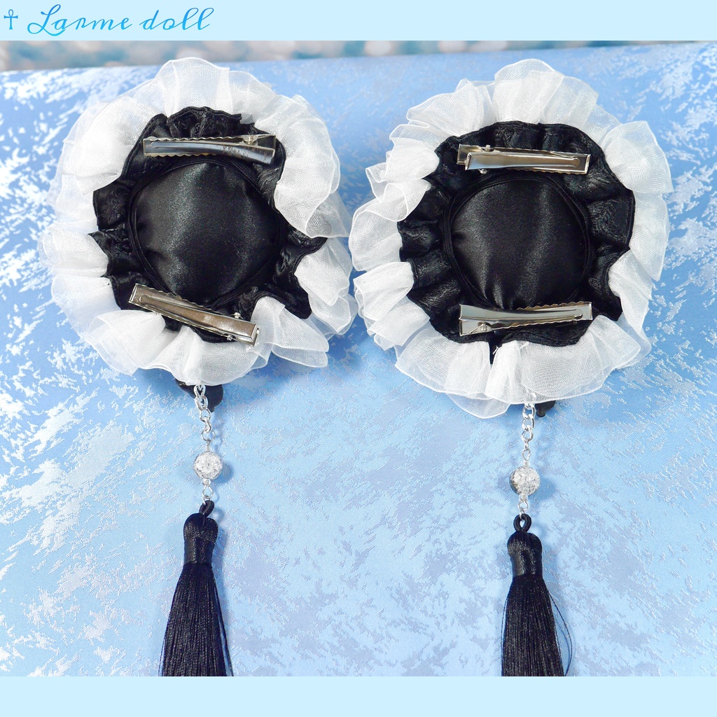 【受注生産】《☥》パンダチャイナお団子カバー(チャイナ生地タイプ)(レース白)本体カバーカラー▷黒