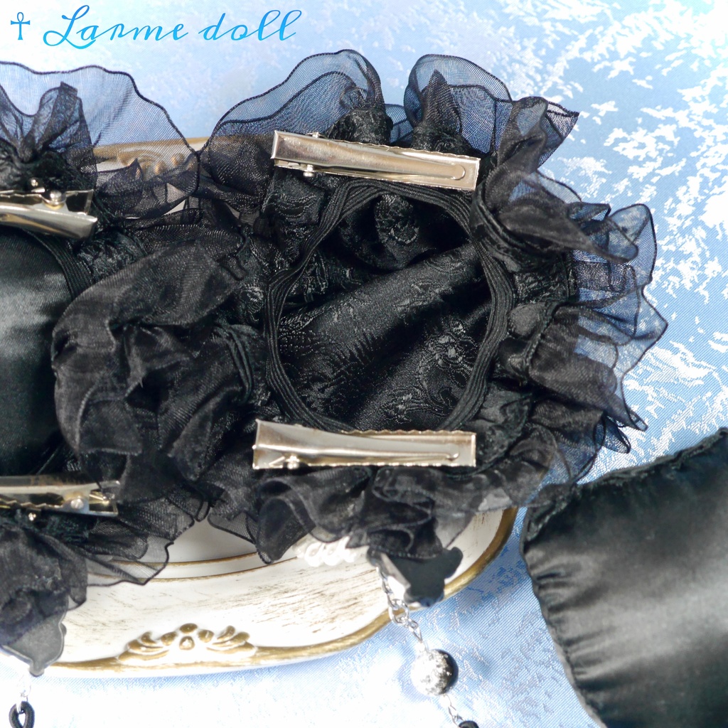 【受注生産】《☥》パンダチャイナお団子カバー(チャイナ生地タイプ)(レース黒)本体カバーカラー▷黒