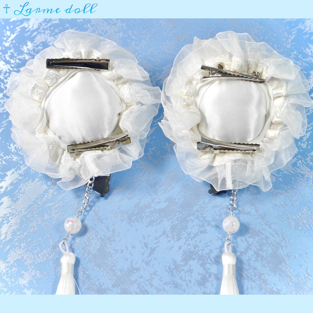 【受注生産】《☥》パンダチャイナお団子カバー(チャイナ生地タイプ)(レース白)本体カバーカラー▷白