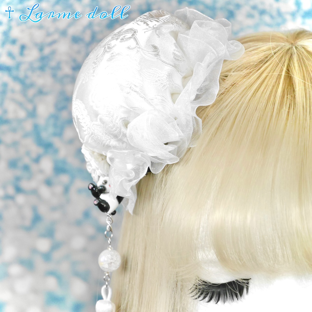 【受注生産】《☥》パンダチャイナお団子カバー(チャイナ生地タイプ)(レース白)本体カバーカラー▷白