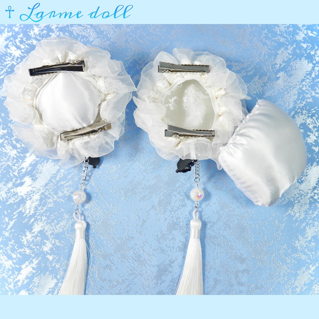 【受注生産】《☥》パンダチャイナお団子カバー(チャイナ生地タイプ)(レース白)本体カバーカラー▷白