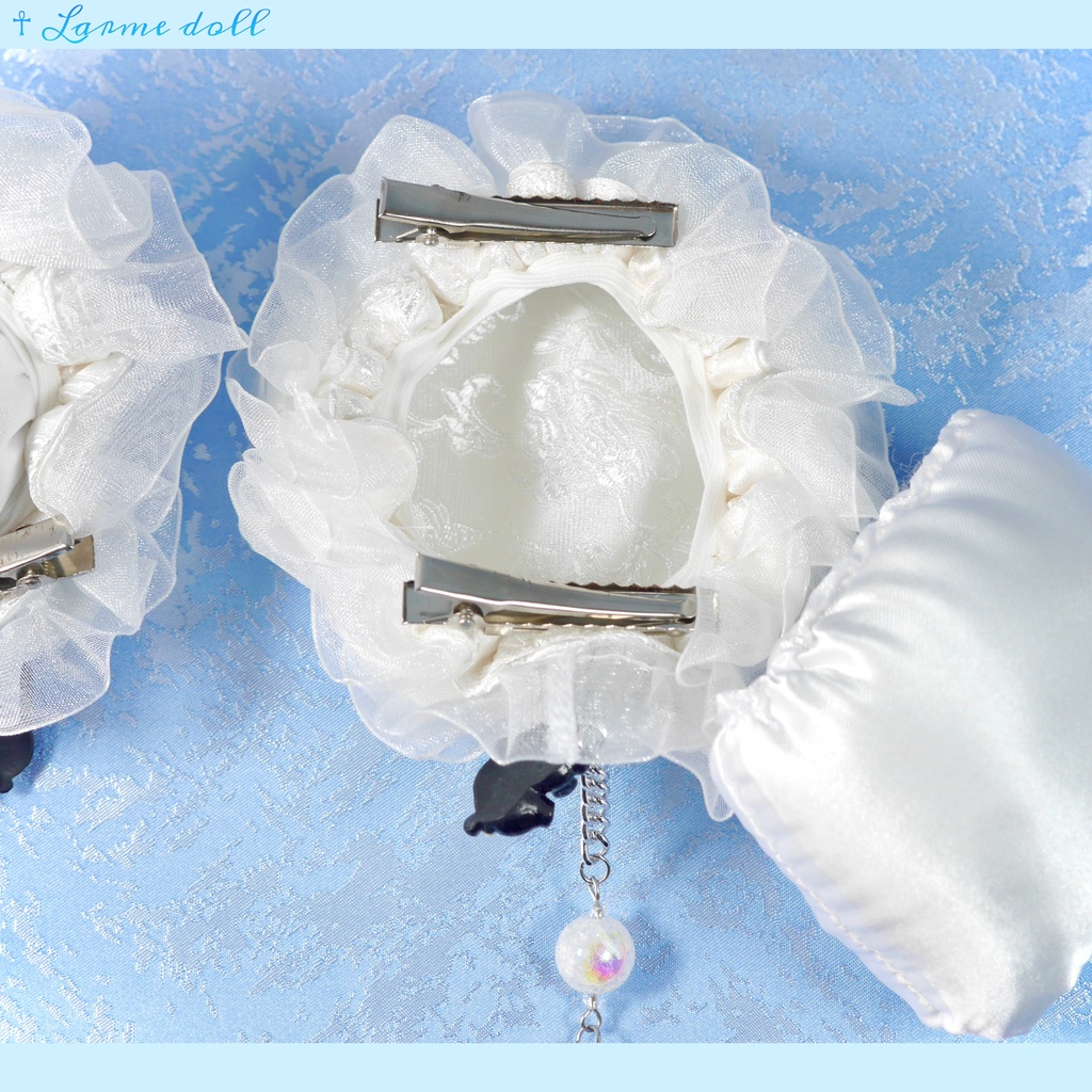 【受注生産】《☥》パンダチャイナお団子カバー(チャイナ生地タイプ)(レース白)本体カバーカラー▷白