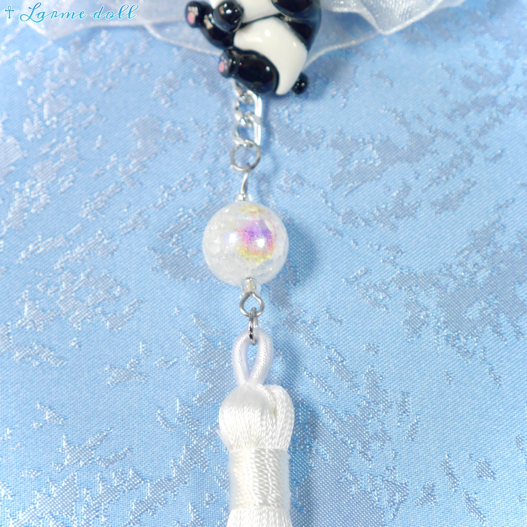 【受注生産】《☥》パンダチャイナお団子カバー(チャイナ生地タイプ)(レース白)本体カバーカラー▷白