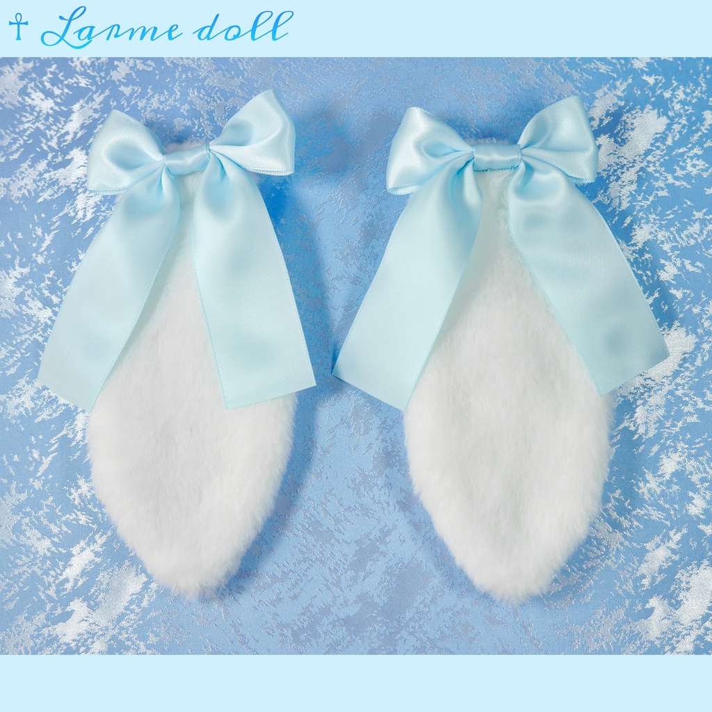 【受注生産】《☥》たれうさ耳リボンヘアクリップ(飾り無しタイプ)カラー▷白