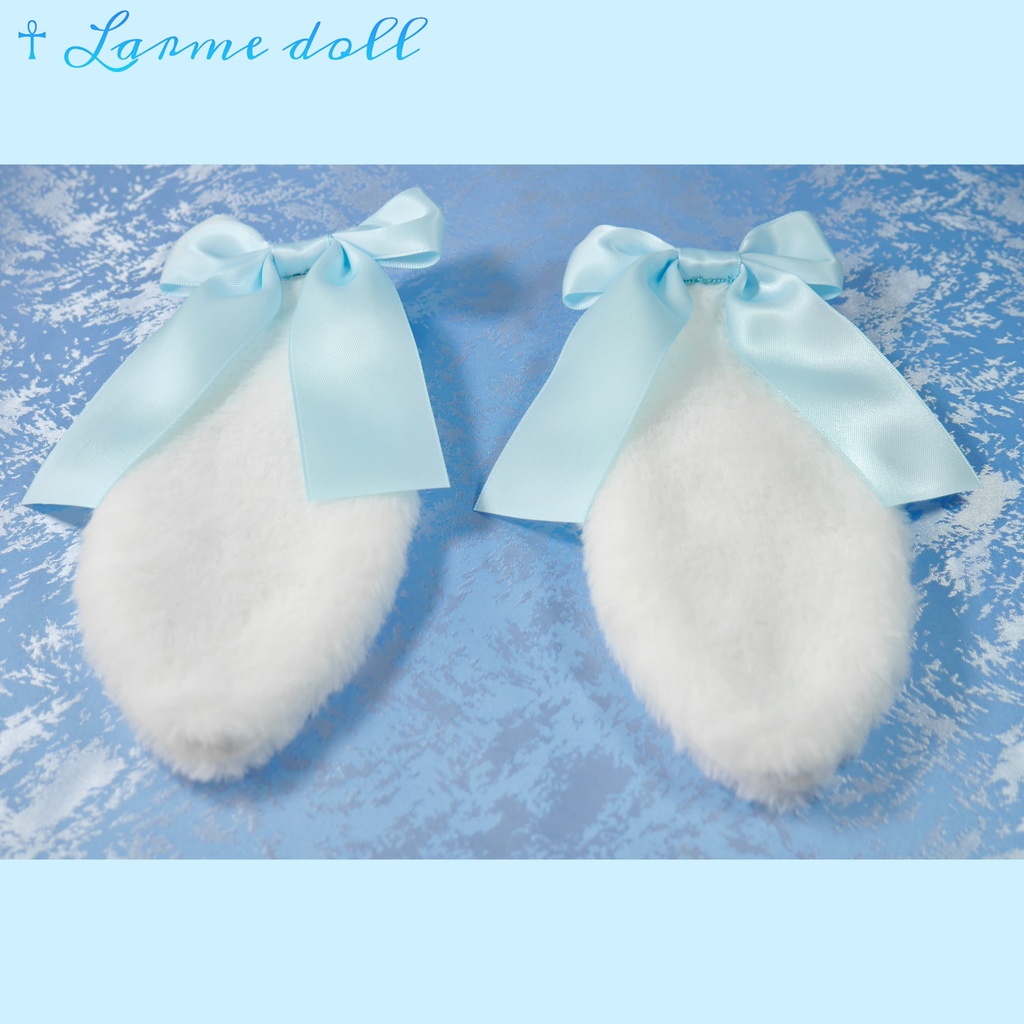 【受注生産】《☥》たれうさ耳リボンヘアクリップ(飾り無しタイプ)カラー▷白