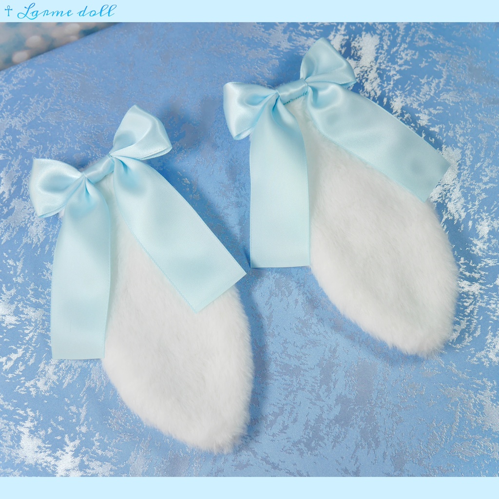 【受注生産】《☥》たれうさ耳リボンヘアクリップ(飾り無しタイプ)カラー▷白