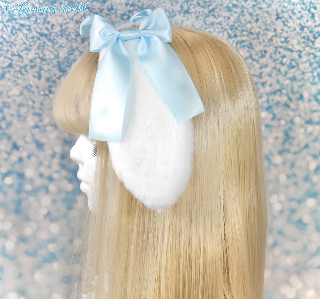 【受注生産】《☥》たれうさ耳リボンヘアクリップ(飾り無しタイプ)カラー▷白