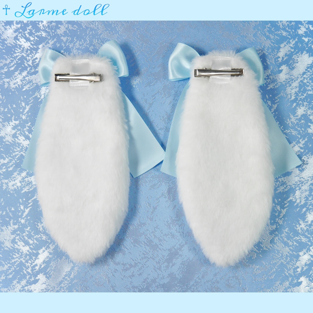 【受注生産】《☥》たれうさ耳リボンヘアクリップ(飾り無しタイプ)カラー▷白