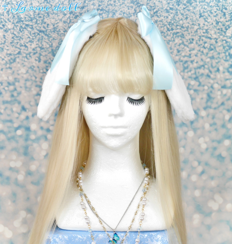 【受注生産】《☥》たれうさ耳リボンヘアクリップ(飾り無しタイプ)カラー▷白