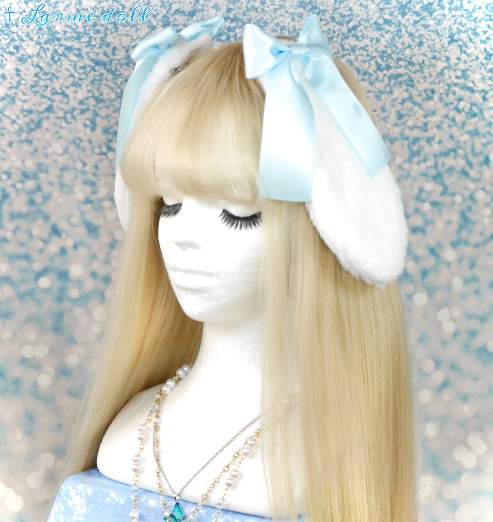 【受注生産】《☥》たれうさ耳リボンヘアクリップ(飾り無しタイプ)カラー▷白