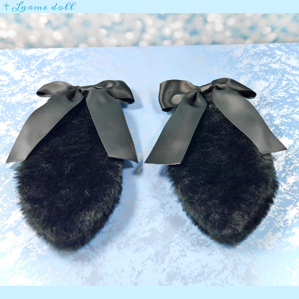 【受注生産】《☥》たれうさ耳リボンヘアクリップ(飾り無しタイプ)カラー▷黒