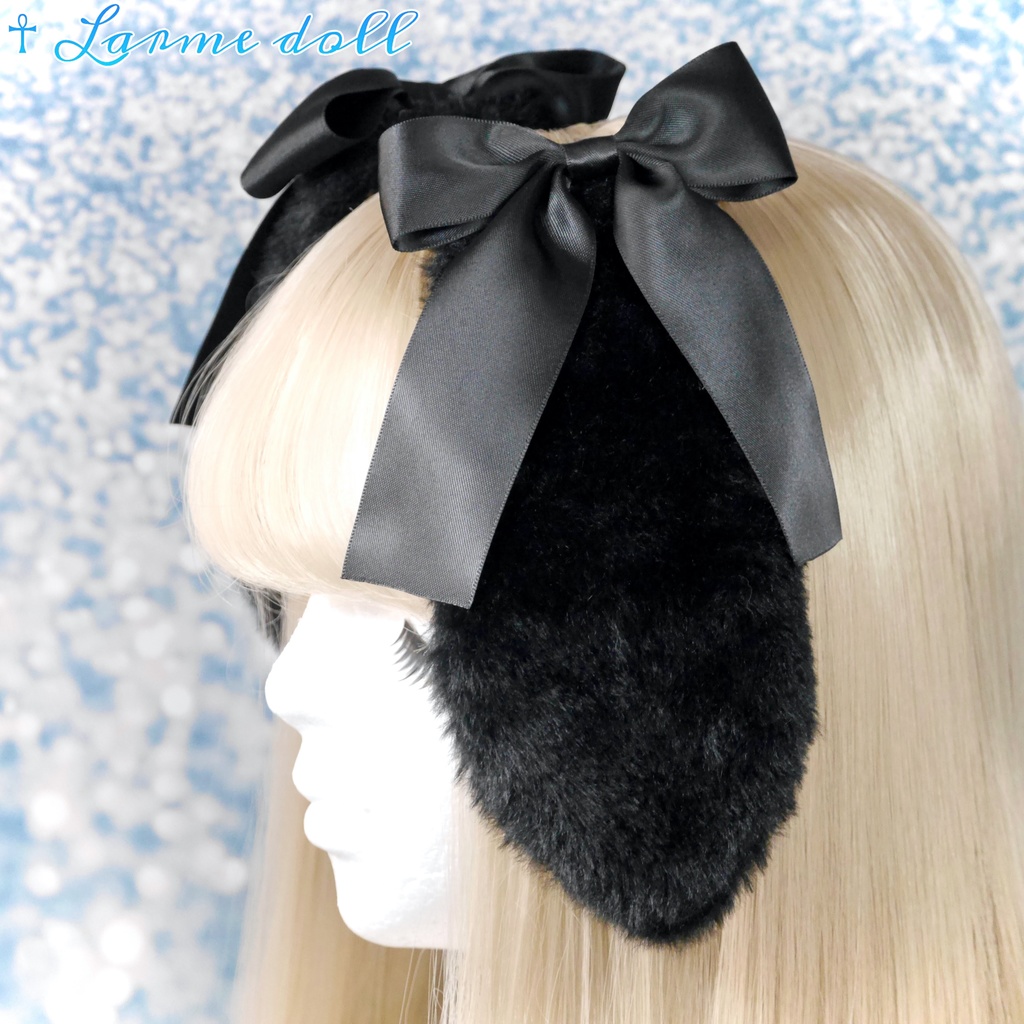 【受注生産】《☥》たれうさ耳リボンヘアクリップ(飾り無しタイプ)カラー▷黒