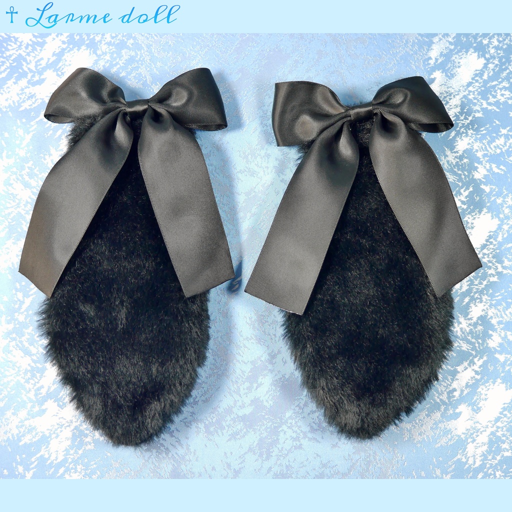 【受注生産】《☥》たれうさ耳リボンヘアクリップ(飾り無しタイプ)カラー▷黒