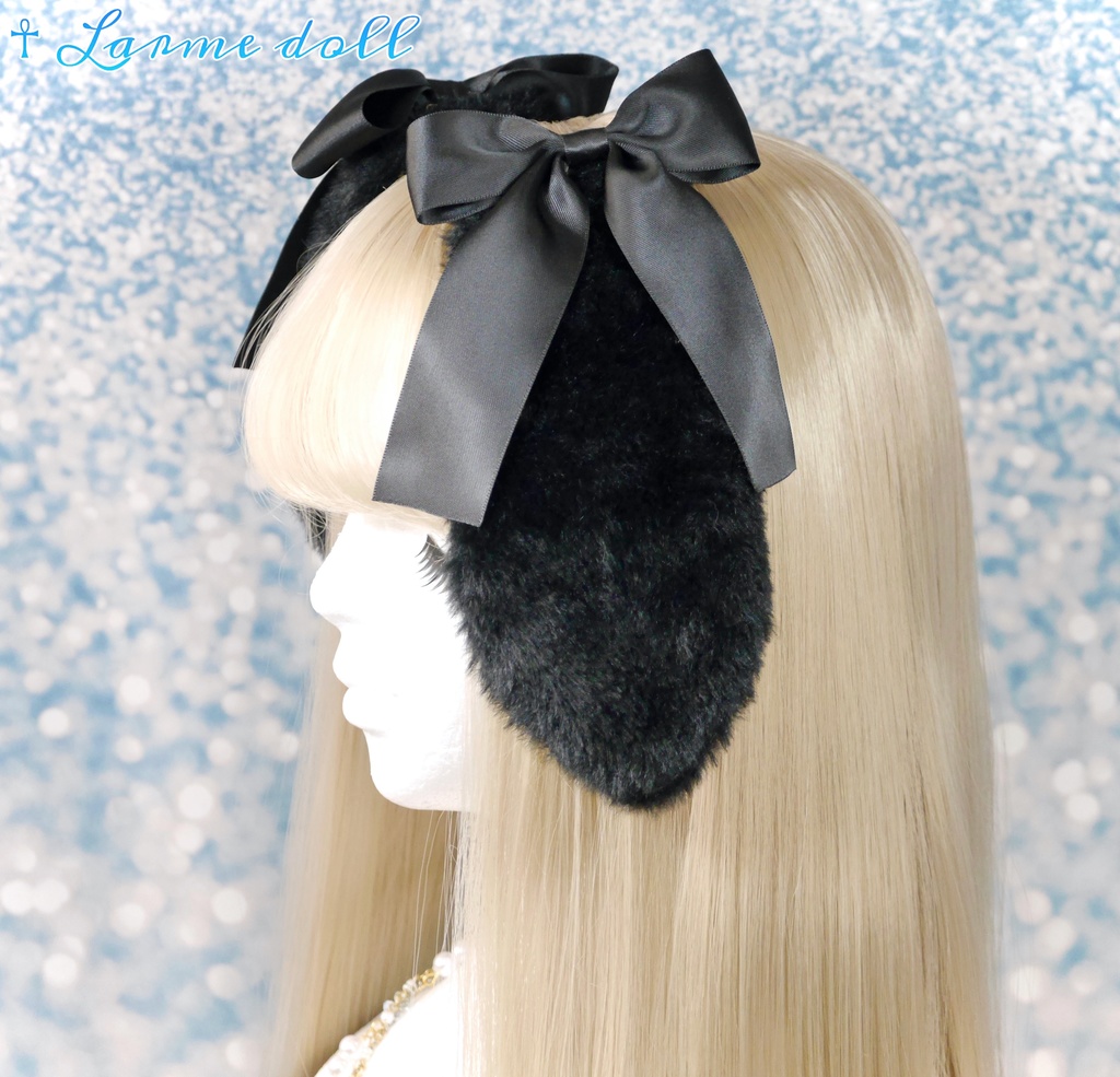 【受注生産】《☥》たれうさ耳リボンヘアクリップ(飾り無しタイプ)カラー▷黒