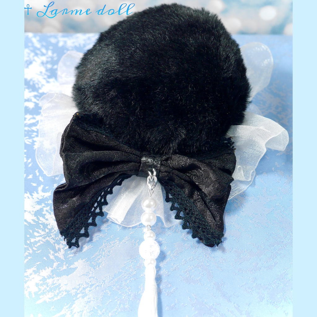 【完成品/一点物/⚠️ヘアクリップ錆び有り】《☥》パンダチャイナお団子カバー (カラー▷黒×白)