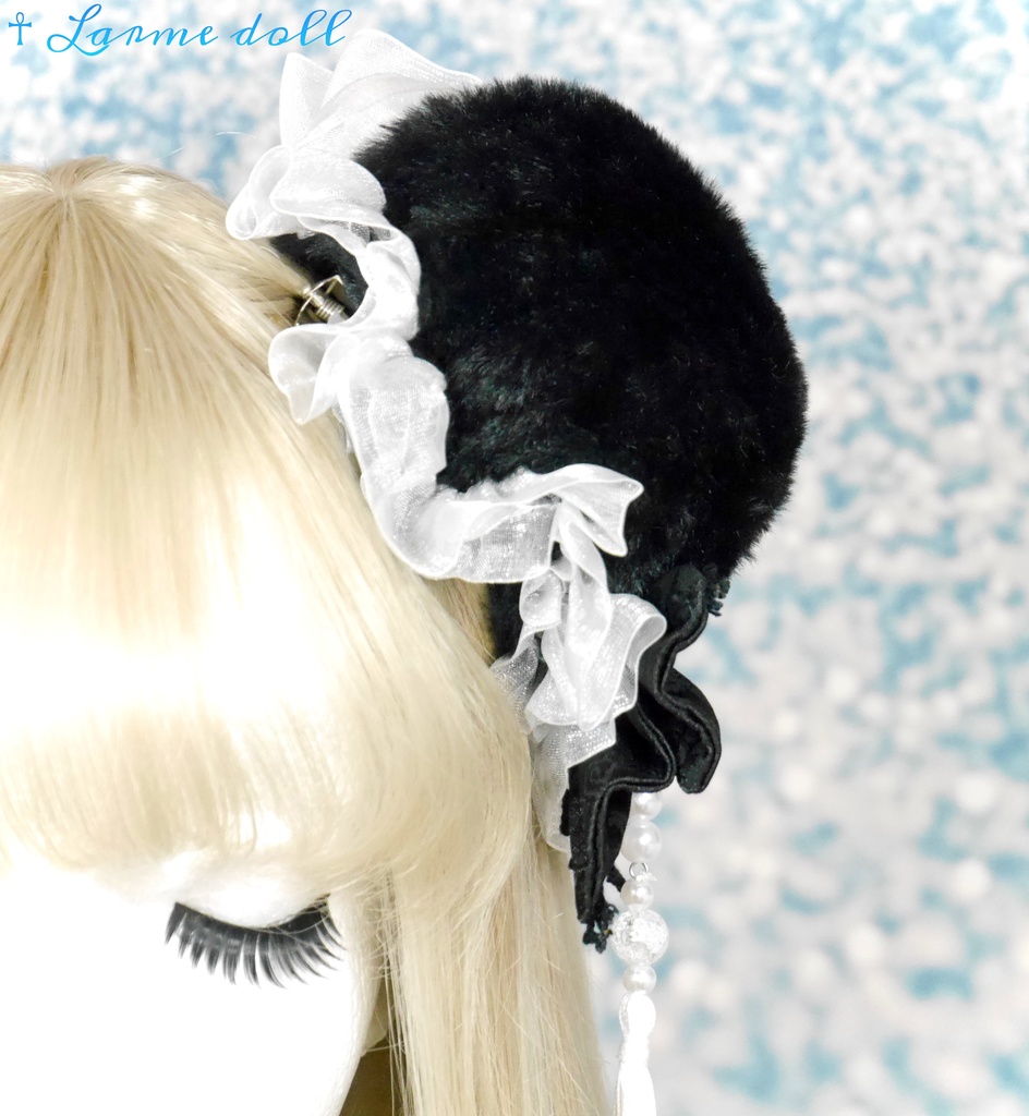 【完成品/一点物/⚠️ヘアクリップ錆び有り】《☥》パンダチャイナお団子カバー (カラー▷黒×白)