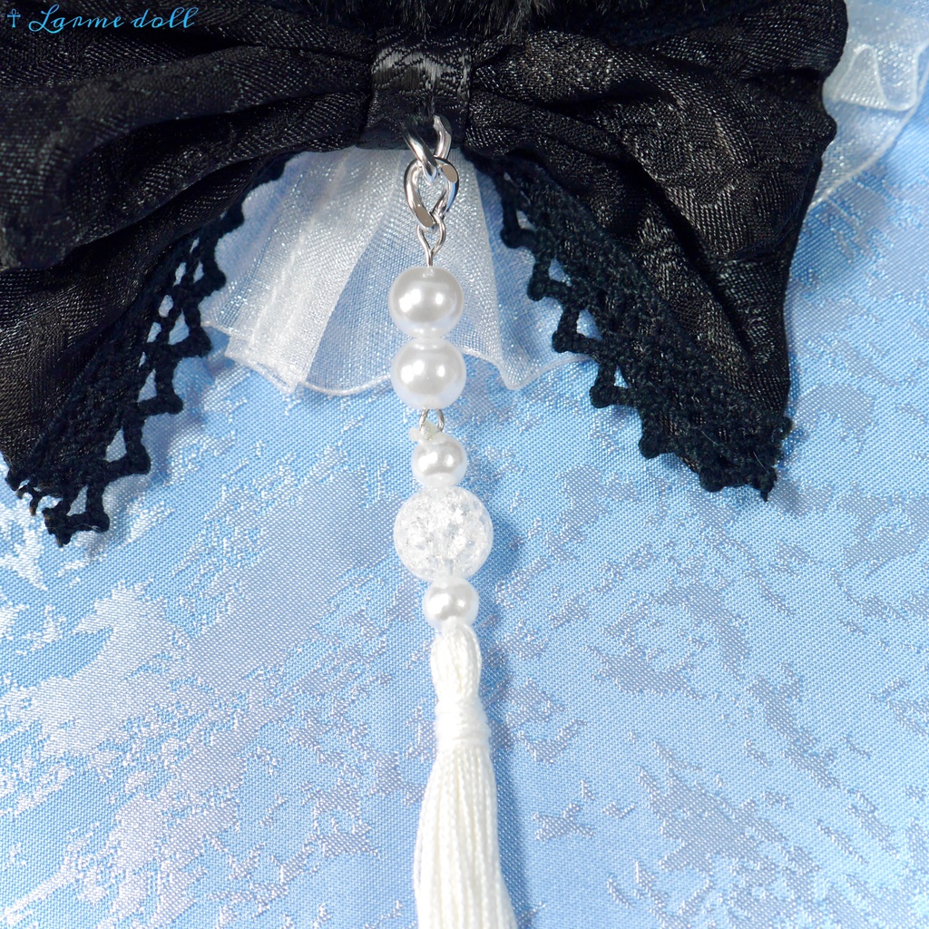 【完成品/一点物/⚠️ヘアクリップ錆び有り】《☥》パンダチャイナお団子カバー (カラー▷黒×白)