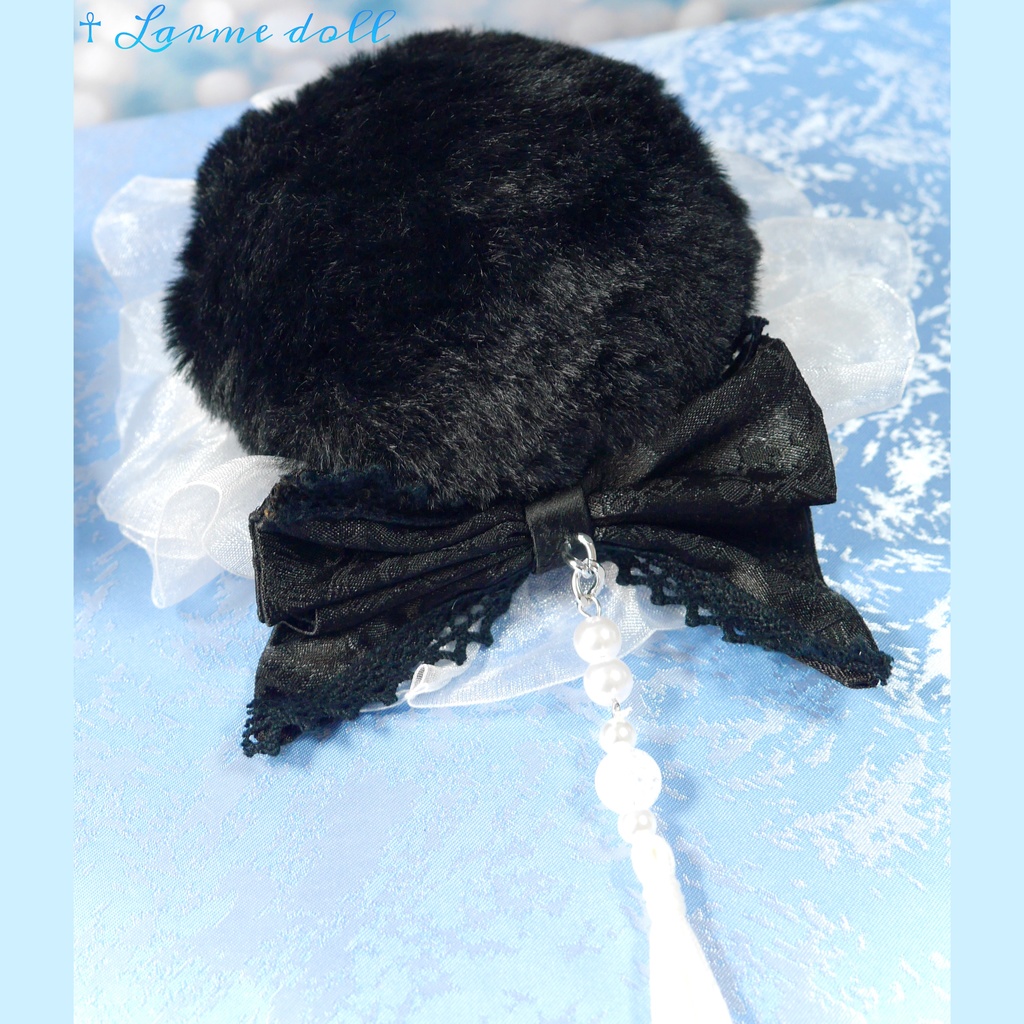 【完成品/一点物/⚠️ヘアクリップ錆び有り】《☥》パンダチャイナお団子カバー (カラー▷黒×白)