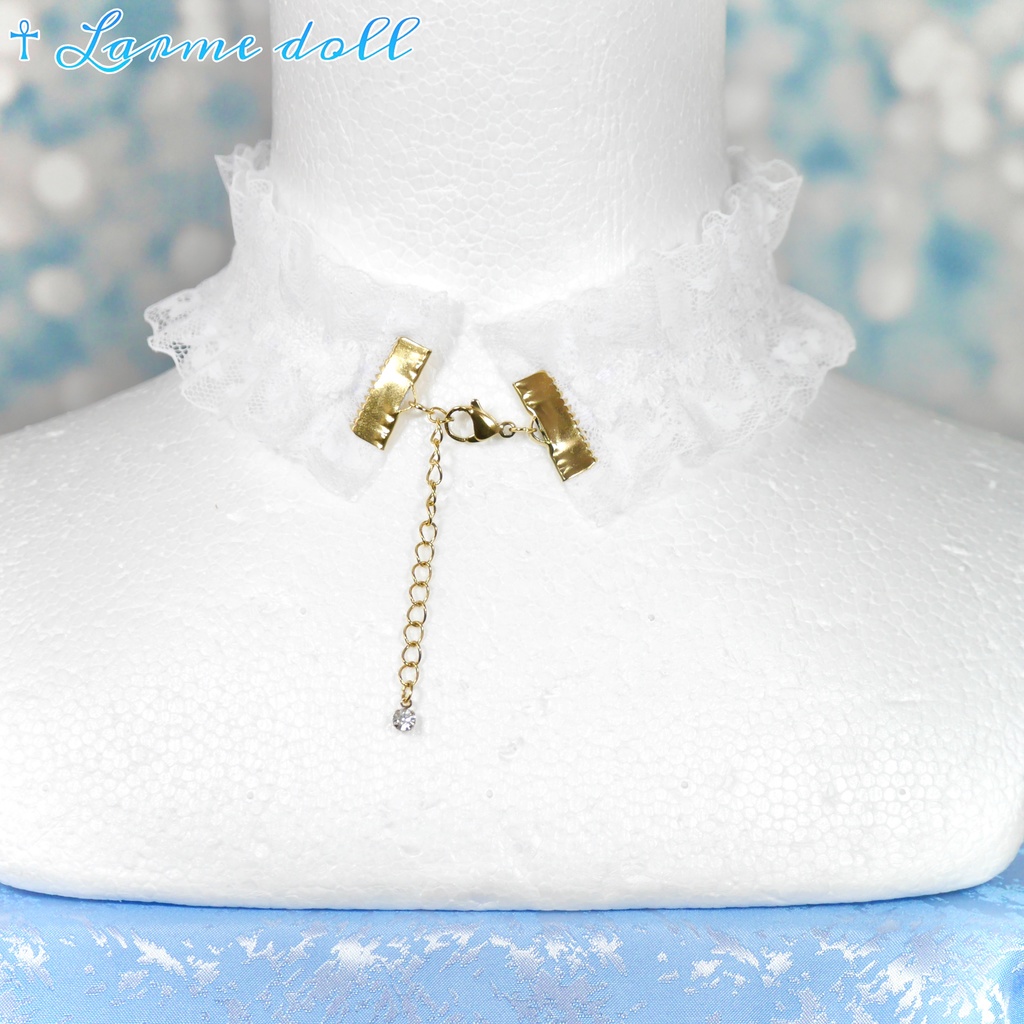 【完成品】【一点物】《☥》ロリィタレースチョーカー (カラー▷白×ピンク)