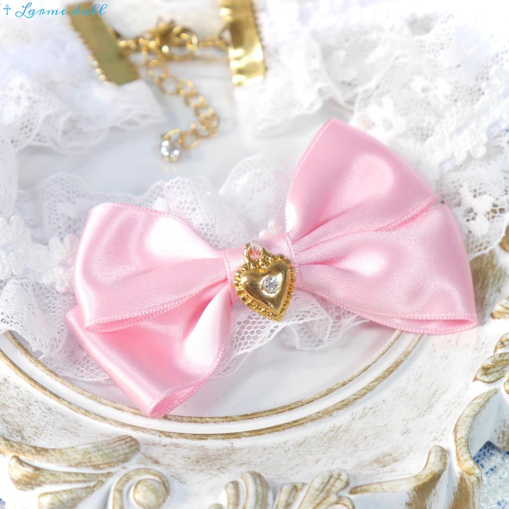 【完成品】【一点物】《☥》ロリィタレースチョーカー (カラー▷白×ピンク)