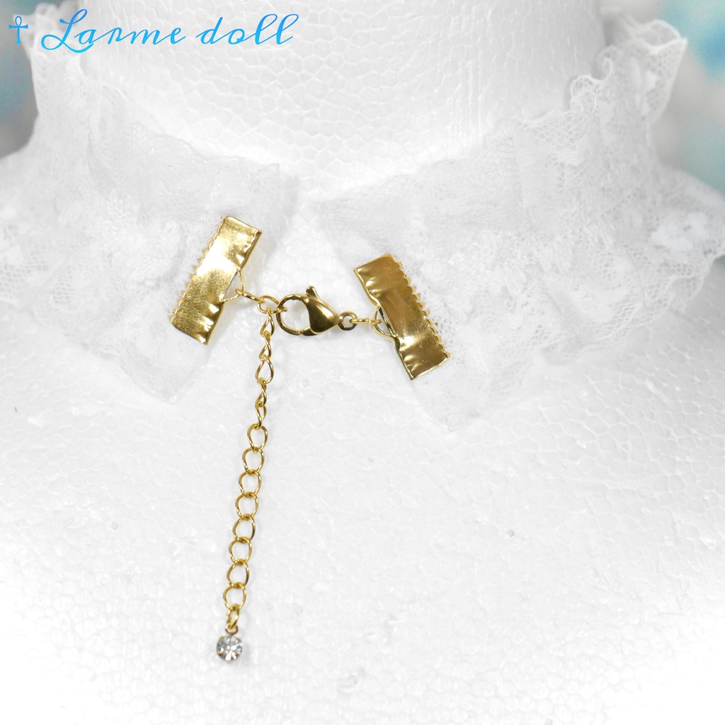 【完成品】【一点物】《☥》ロリィタレースチョーカー (カラー▷白×ピンク)