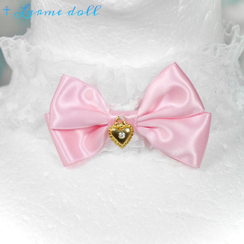 【完成品】【一点物】《☥》ロリィタレースチョーカー (カラー▷白×ピンク)