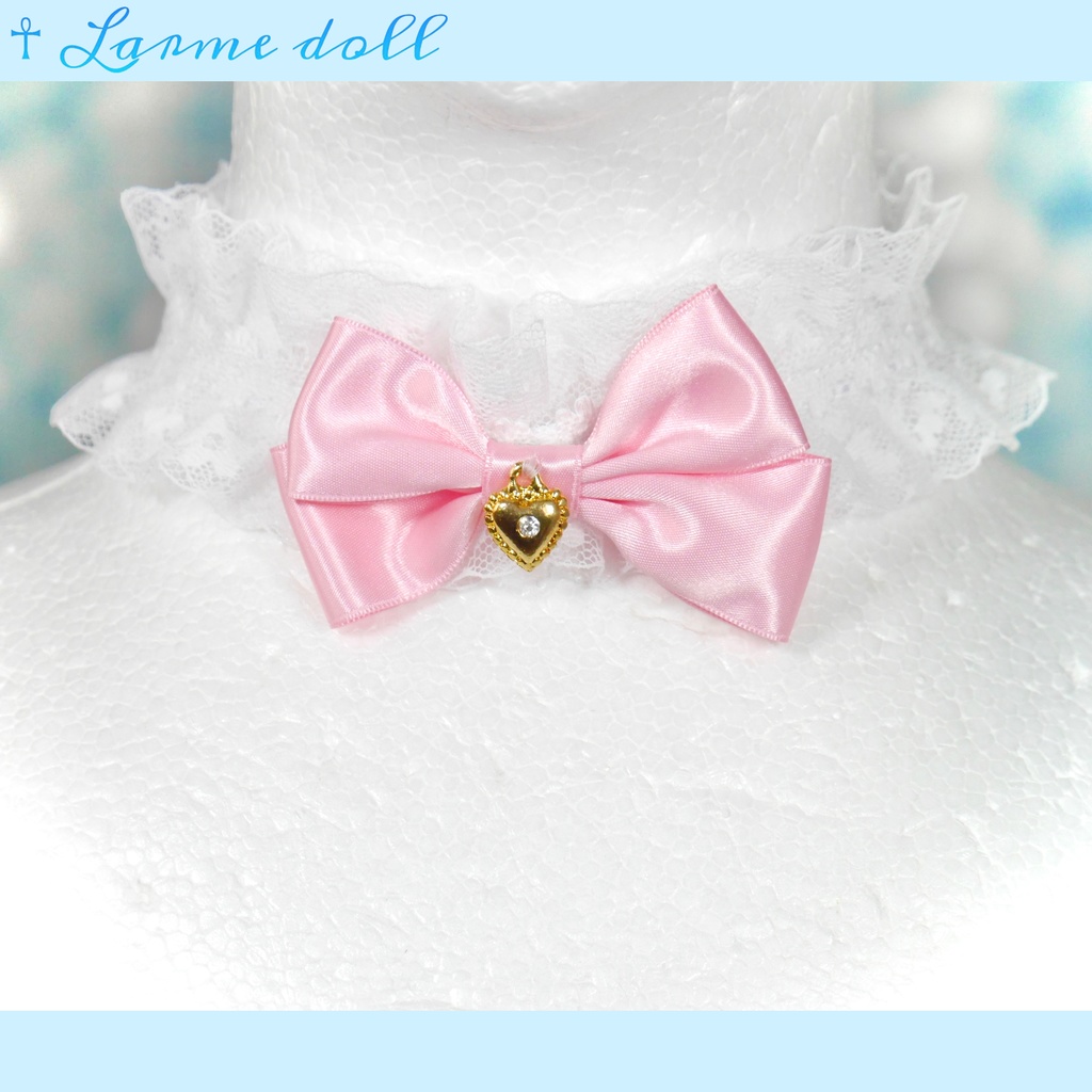 【完成品】【一点物】《☥》ロリィタレースチョーカー (カラー▷白×ピンク)