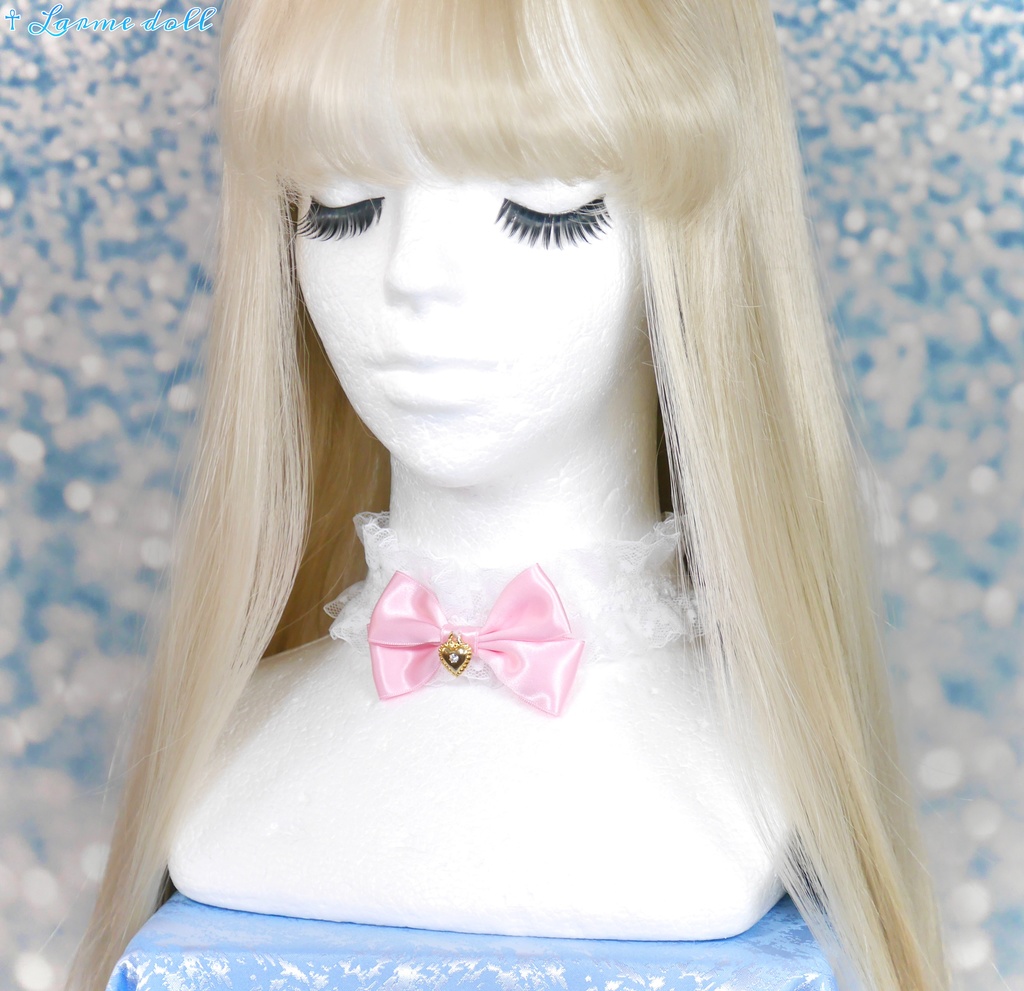 【完成品】【一点物】《☥》ロリィタレースチョーカー (カラー▷白×ピンク)