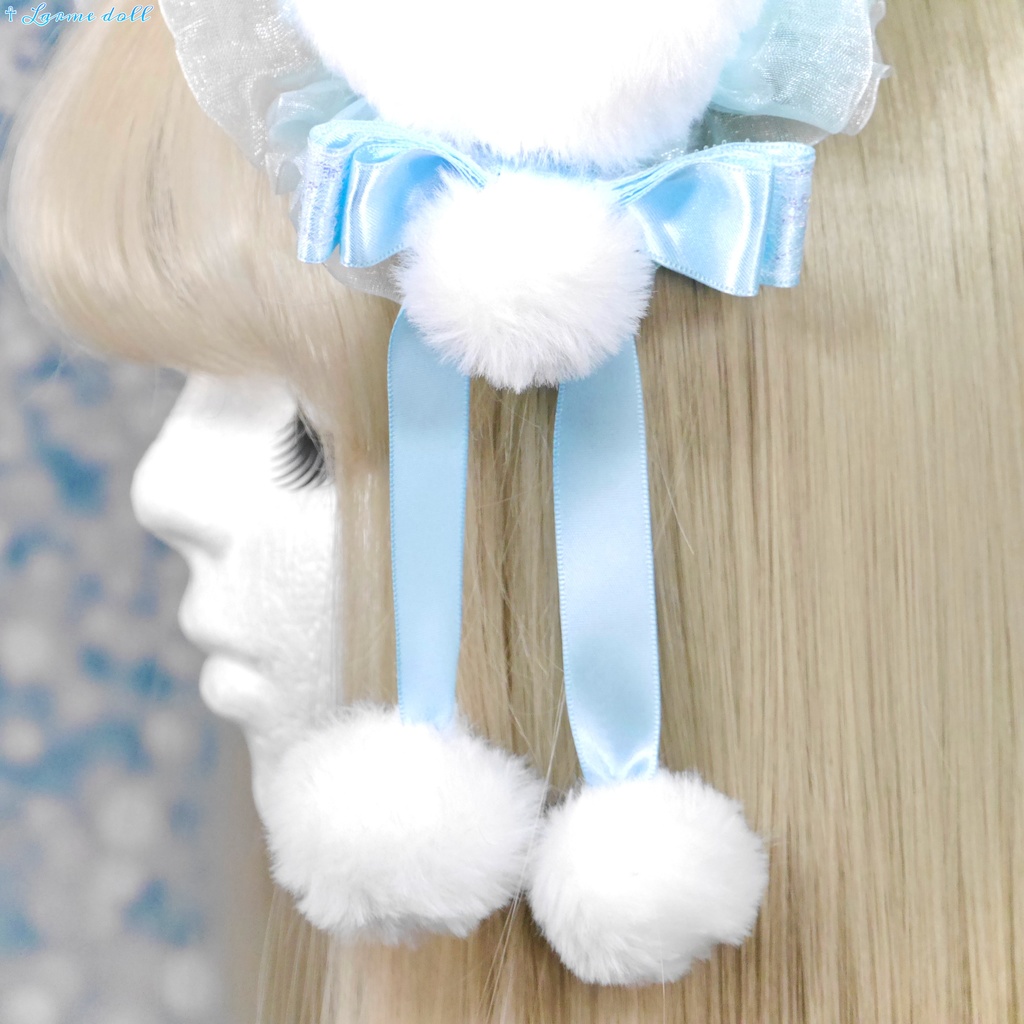 【完成品】【一点物】《☥》ふわふわファーお団子カバー (カラー▷白×水色)