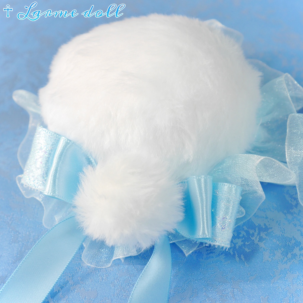 【完成品】【一点物】《☥》ふわふわファーお団子カバー (カラー▷白×水色)