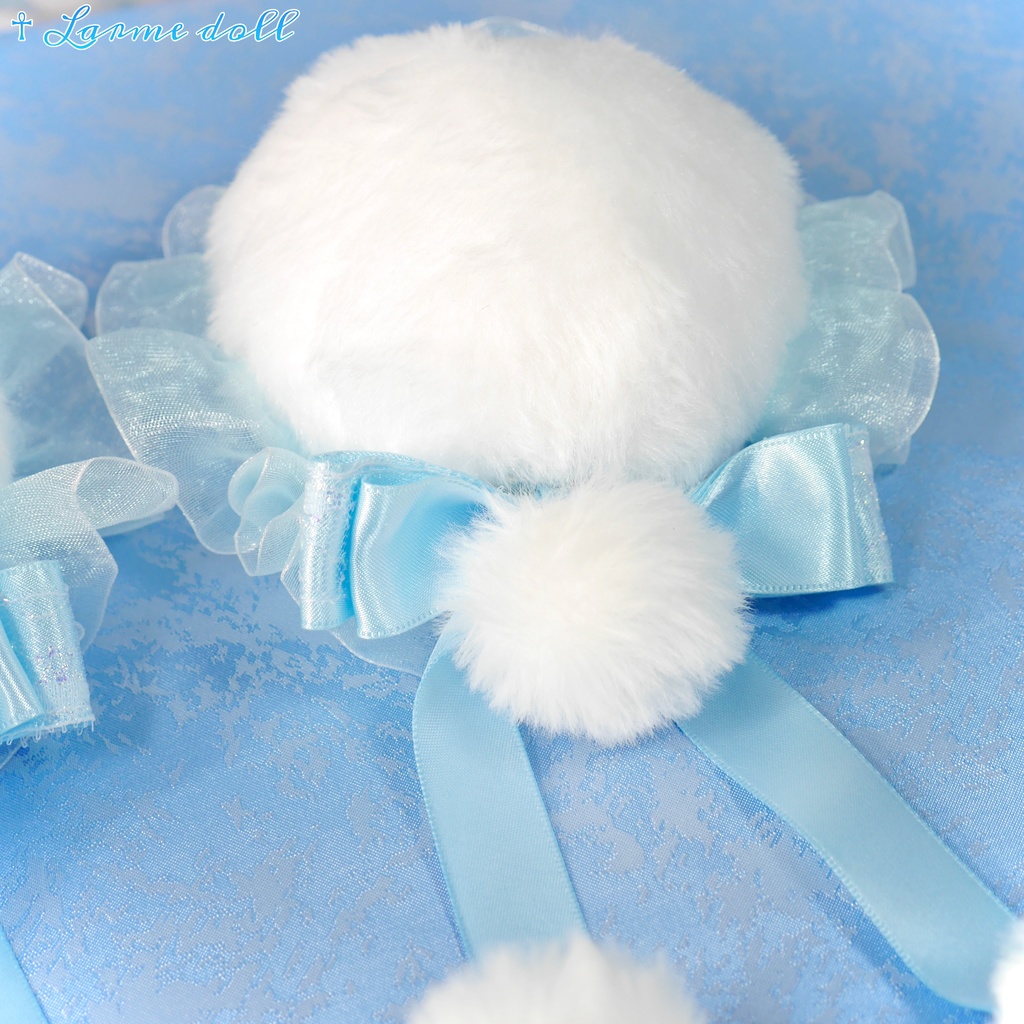 【完成品】【一点物】《☥》ふわふわファーお団子カバー (カラー▷白×水色)