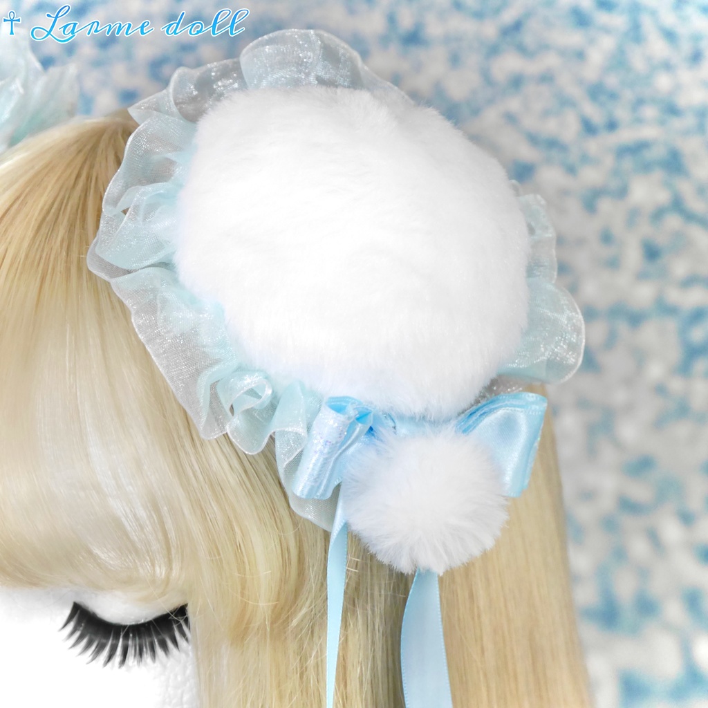 【完成品】【一点物】《☥》ふわふわファーお団子カバー (カラー▷白×水色)