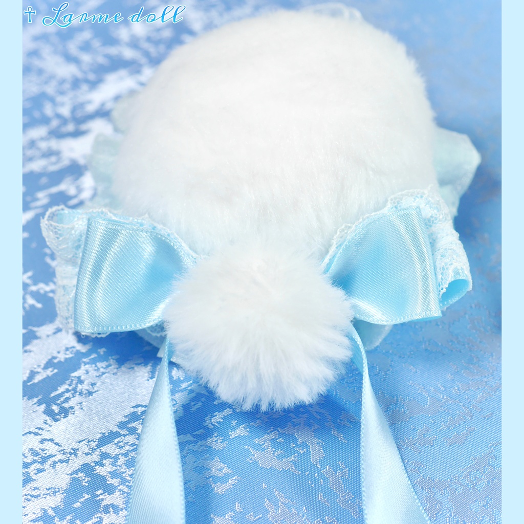 【完成品】【一点物】《☥》ふわふわファーお団子カバー (カラー▷白×水色)