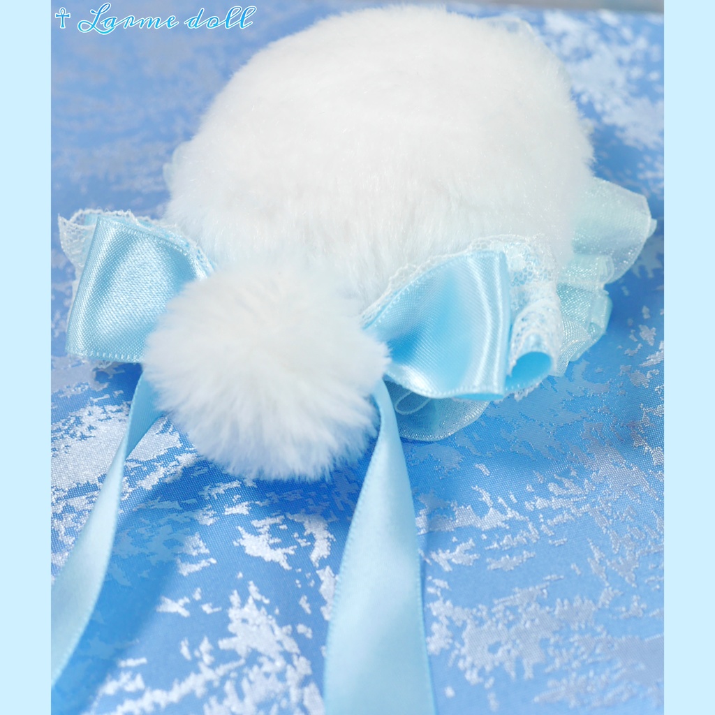 【完成品】【一点物】《☥》ふわふわファーお団子カバー (カラー▷白×水色)