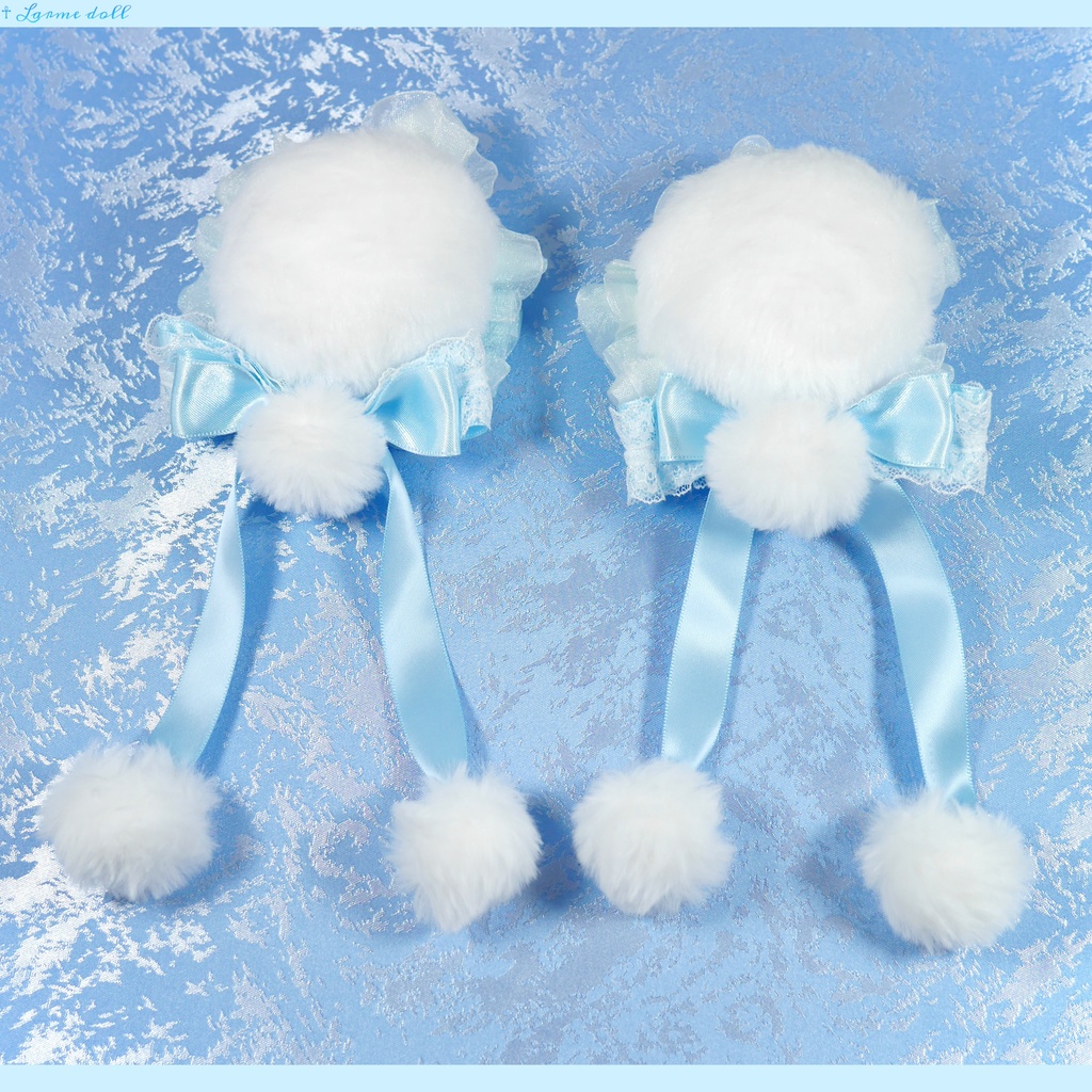【完成品】【一点物】《☥》ふわふわファーお団子カバー (カラー▷白×水色)