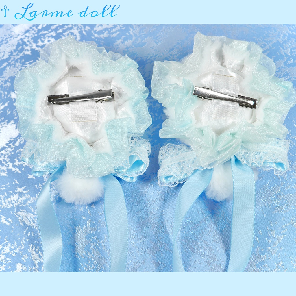 【完成品】【一点物】《☥》ふわふわファーお団子カバー (カラー▷白×水色)