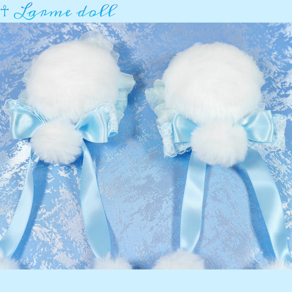 【完成品】【一点物】《☥》ふわふわファーお団子カバー (カラー▷白×水色)