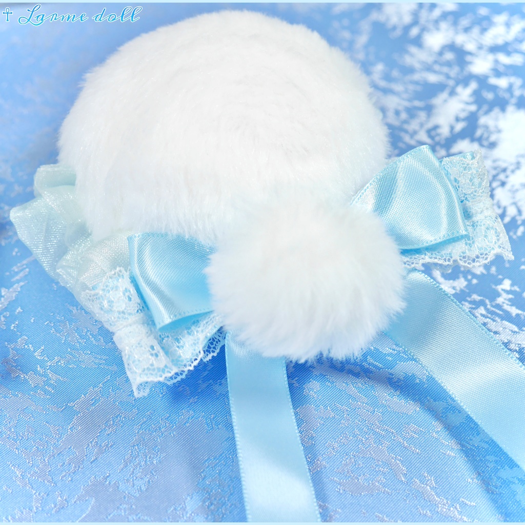 【完成品】【一点物】《☥》ふわふわファーお団子カバー (カラー▷白×水色)