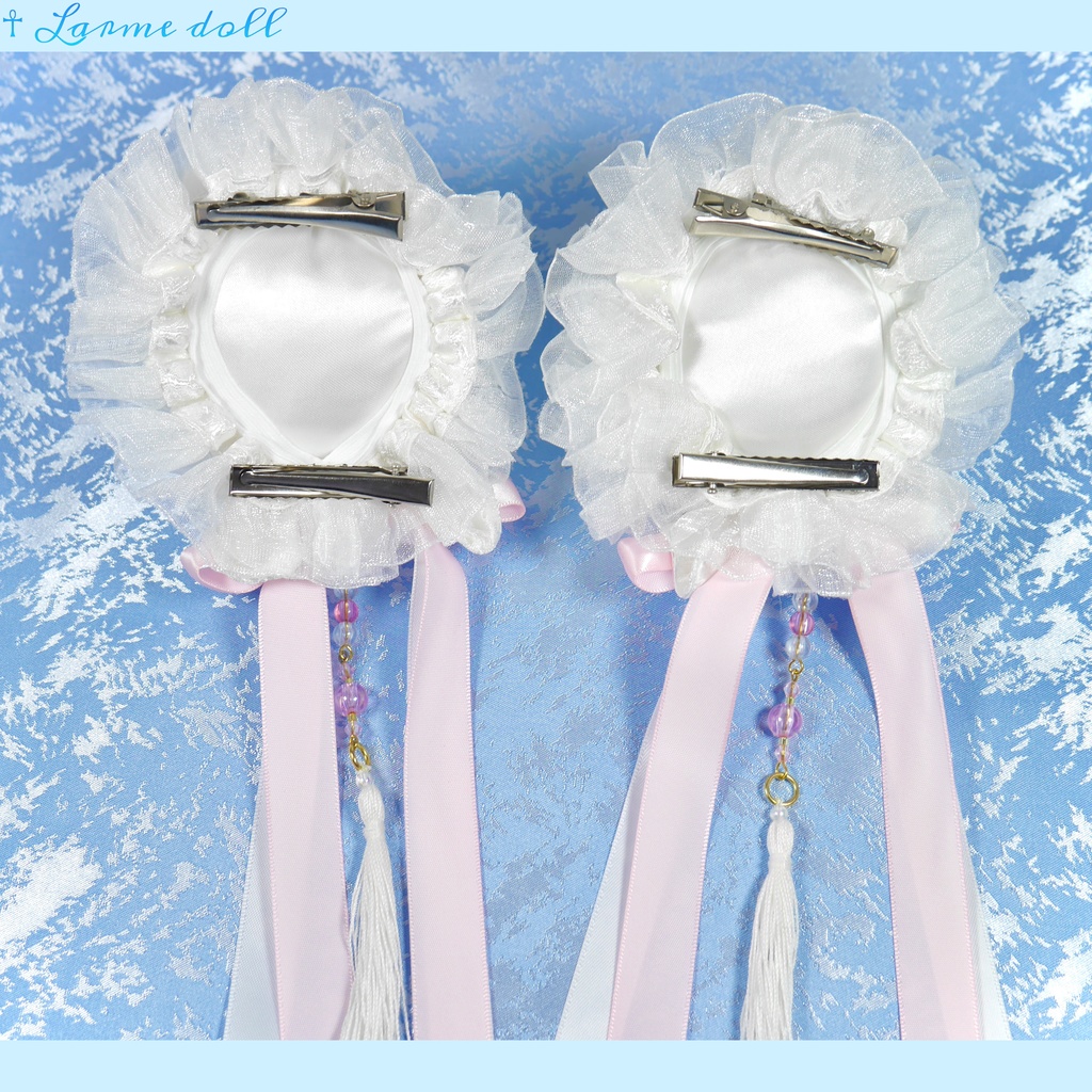 【完成品】【一点物】《☥》タッセル付きチャイナお団子カバー (カラー▷白×ピンク)