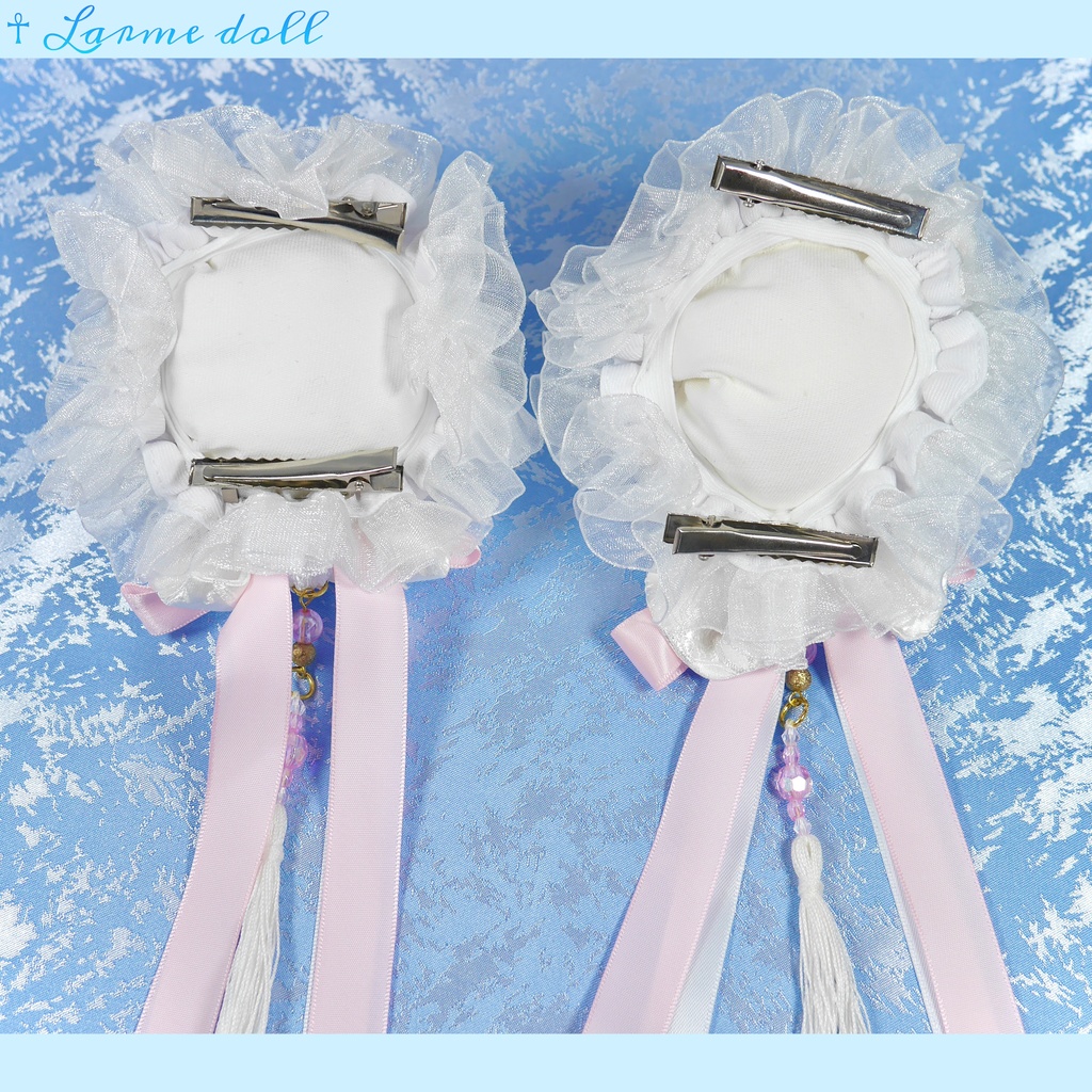 【完成品】【一点物】《☥》タッセル付きチャイナお団子カバー (カラー▷白×ピンク)