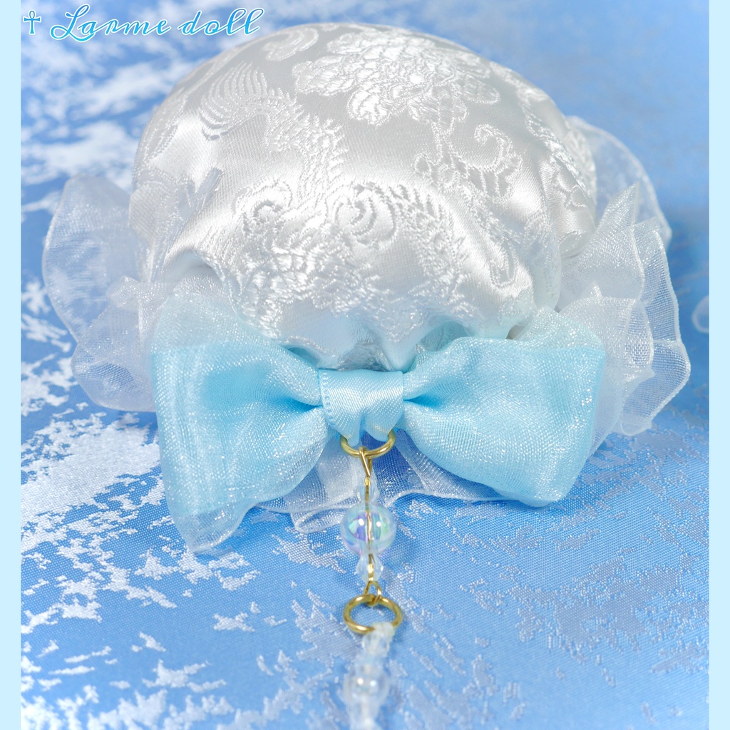 【完成品】【一点物】《☥》タッセル付きチャイナお団子カバー (カラー▷白×水色)